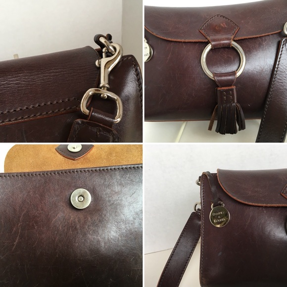 Vtg Dooney & Bourke brown purse bag Italy tassel - Picture 2 of 8